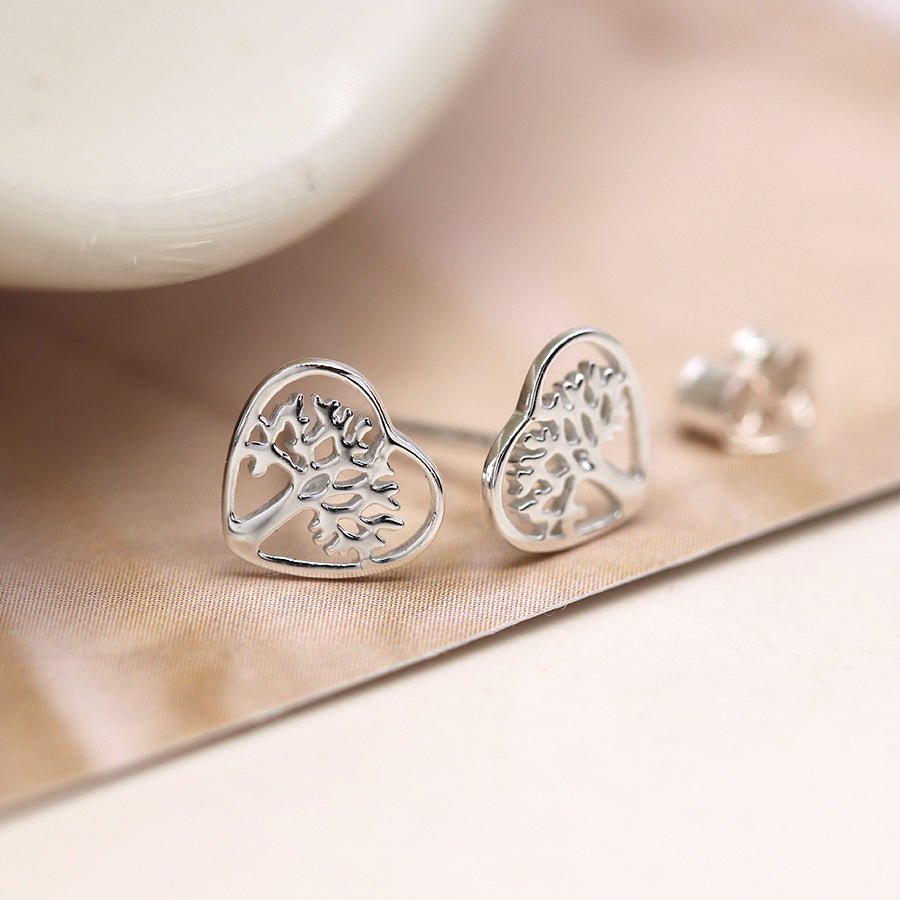 Heart Shaped Tree Of Life Stud Earrings | The Jewellery Stop
