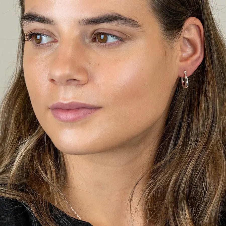 Sterling Silver Hinged Puff Hoop Earrings | The Jewellery Stop