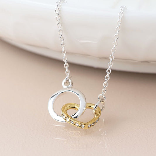 Sterling Silver Hoop And Gold Crystal Heart Pendant | The Jewellery Stop