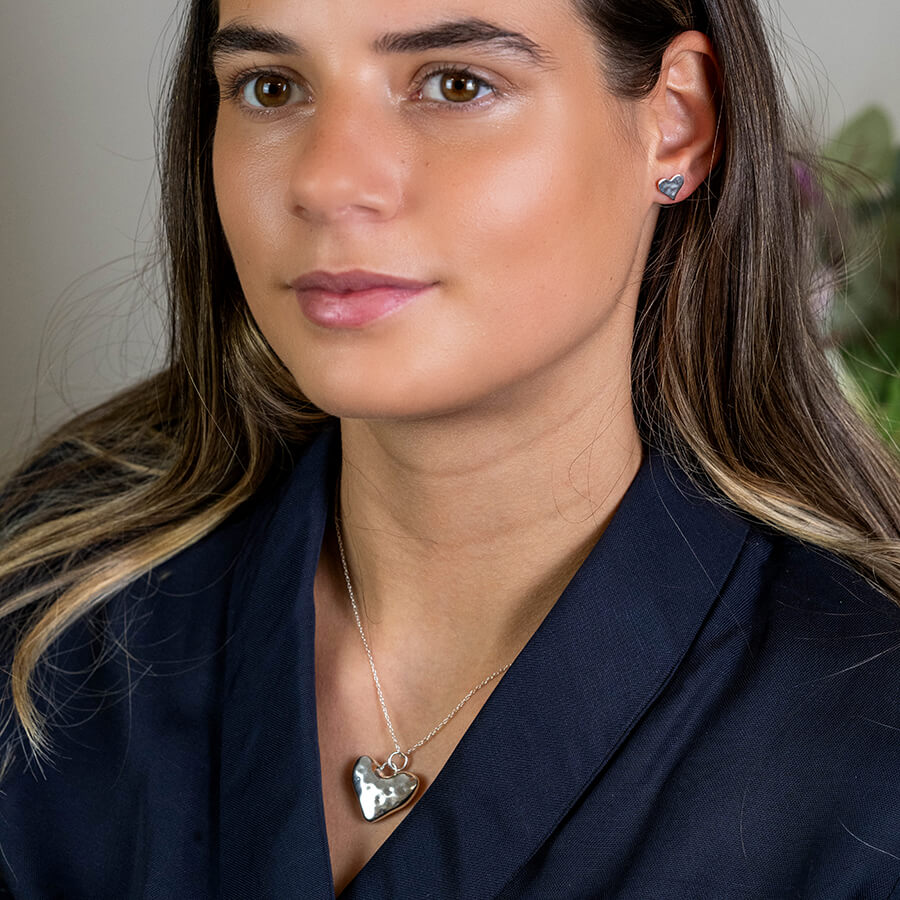 Sterling Silver Organic Heart Pendant