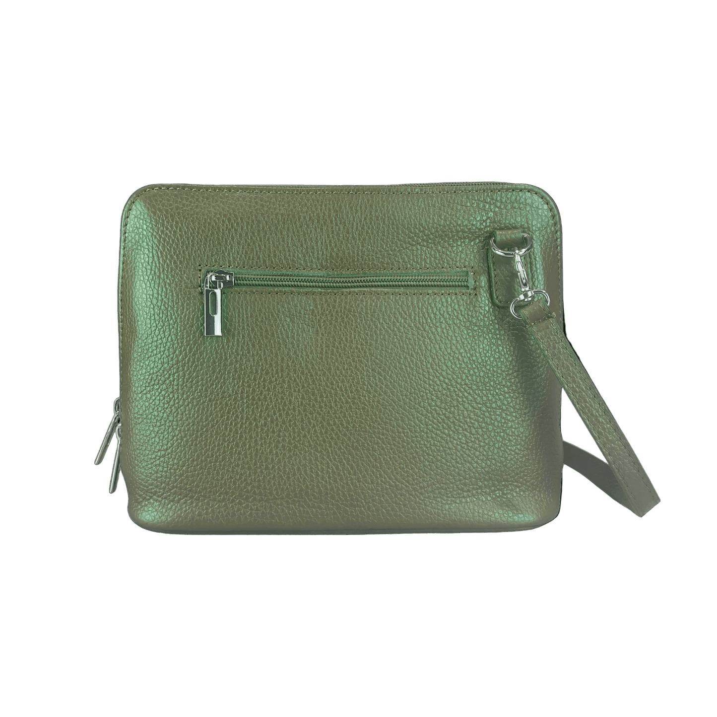 Olive Green Italian Leather Crossbody Bag | The Jewellery Stop