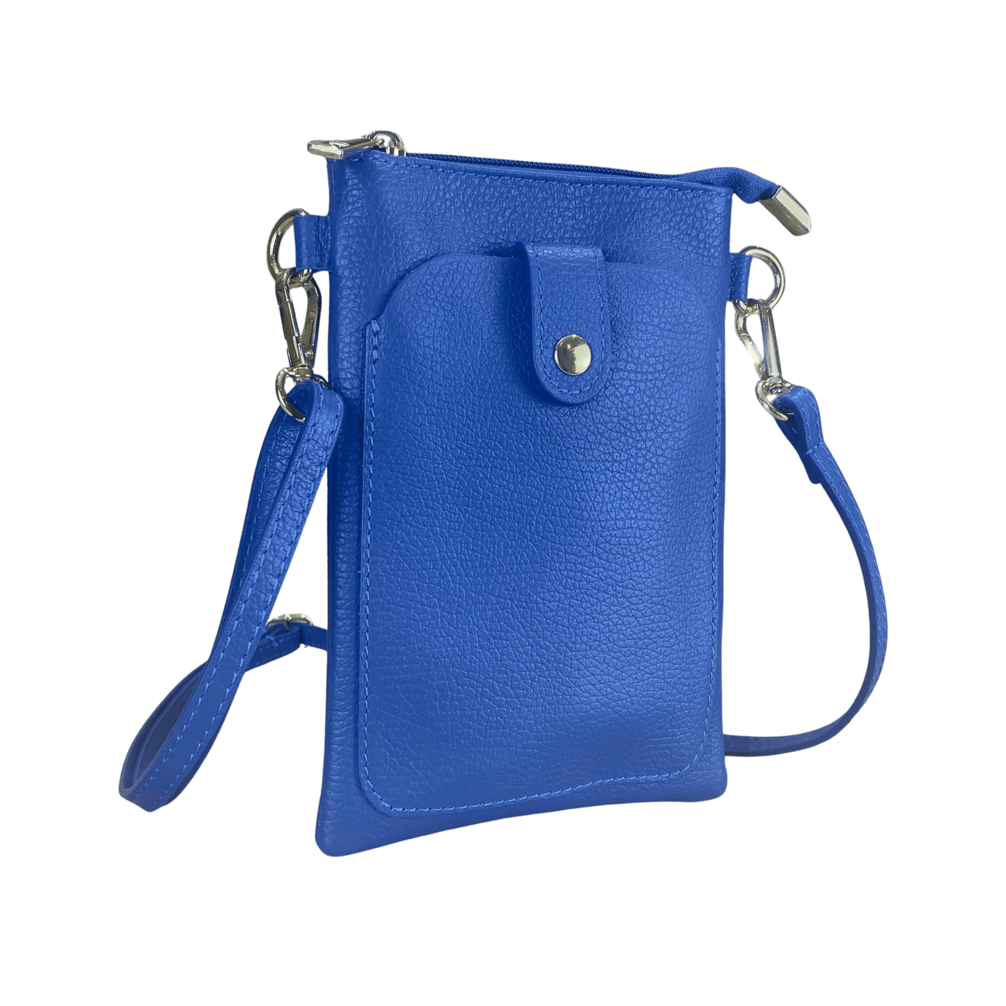Royal Blue Italian Leather Phone Pouch Crossbody Bag | The Jewellery Stop