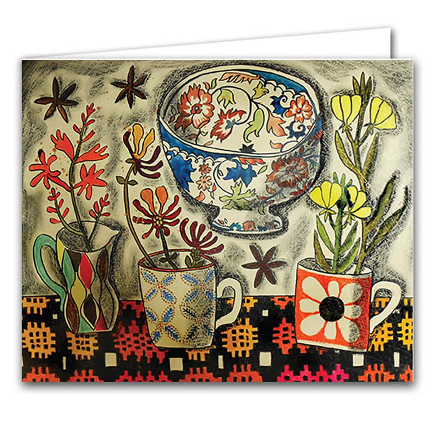 Welsh Blanket and Wild Flowers Greeting Card | The Jewellery Stop