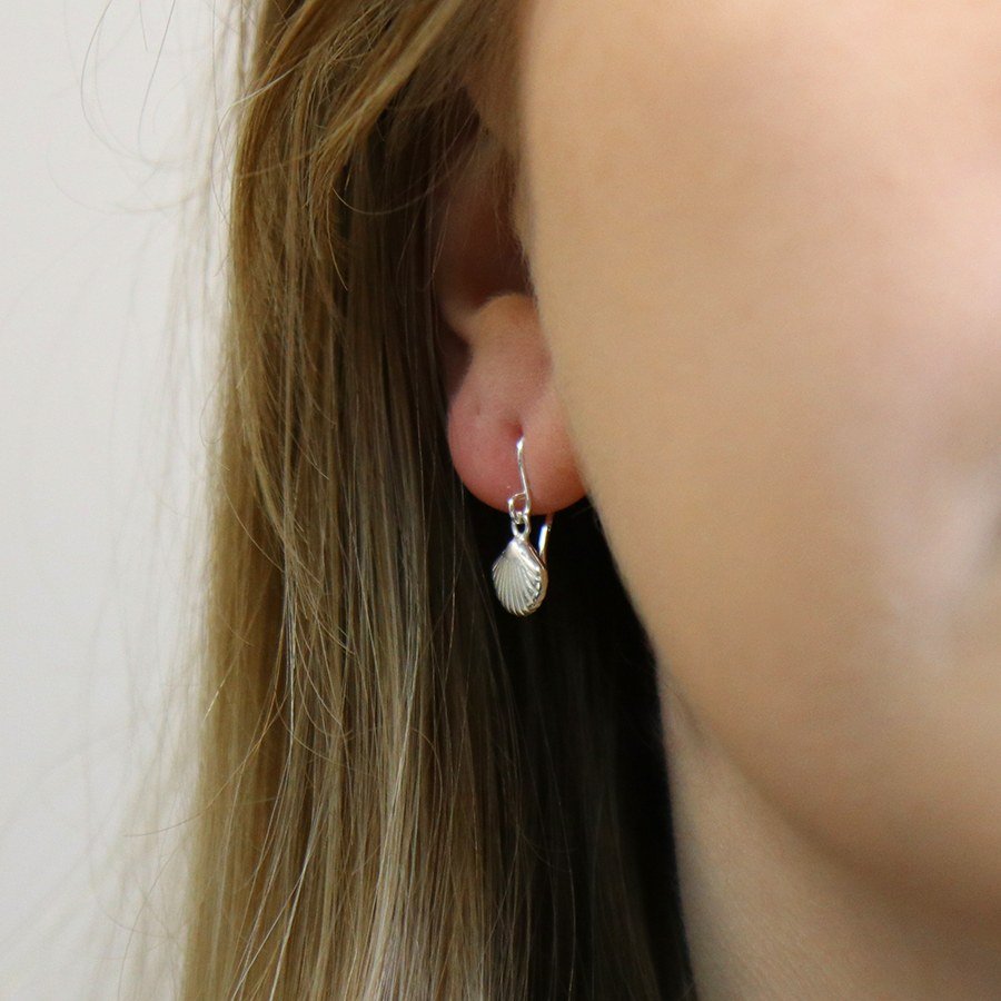 Sterling Silver Clam Shell Fish Hook Earrings | The Jewellery Stop