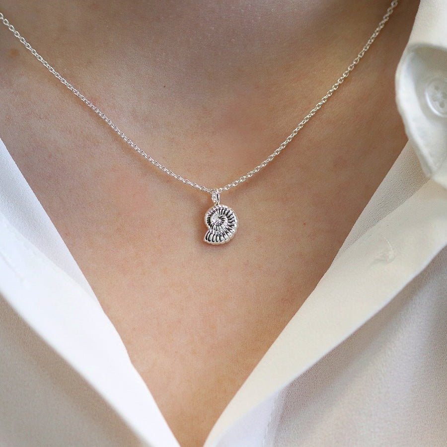 Sterling Silver Ammonite Fossil Pendant on Chain | The Jewellery Stop