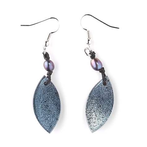 Blue Leaf Waterfall Fish Hook Earrings
