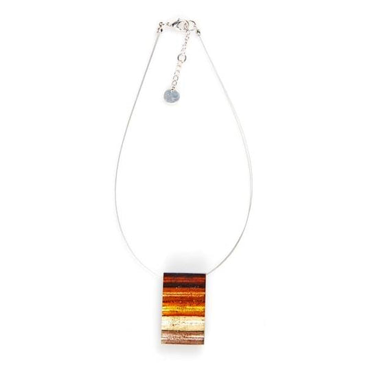 Brown Resin Stripes Pendant | The Jewellery Stop
