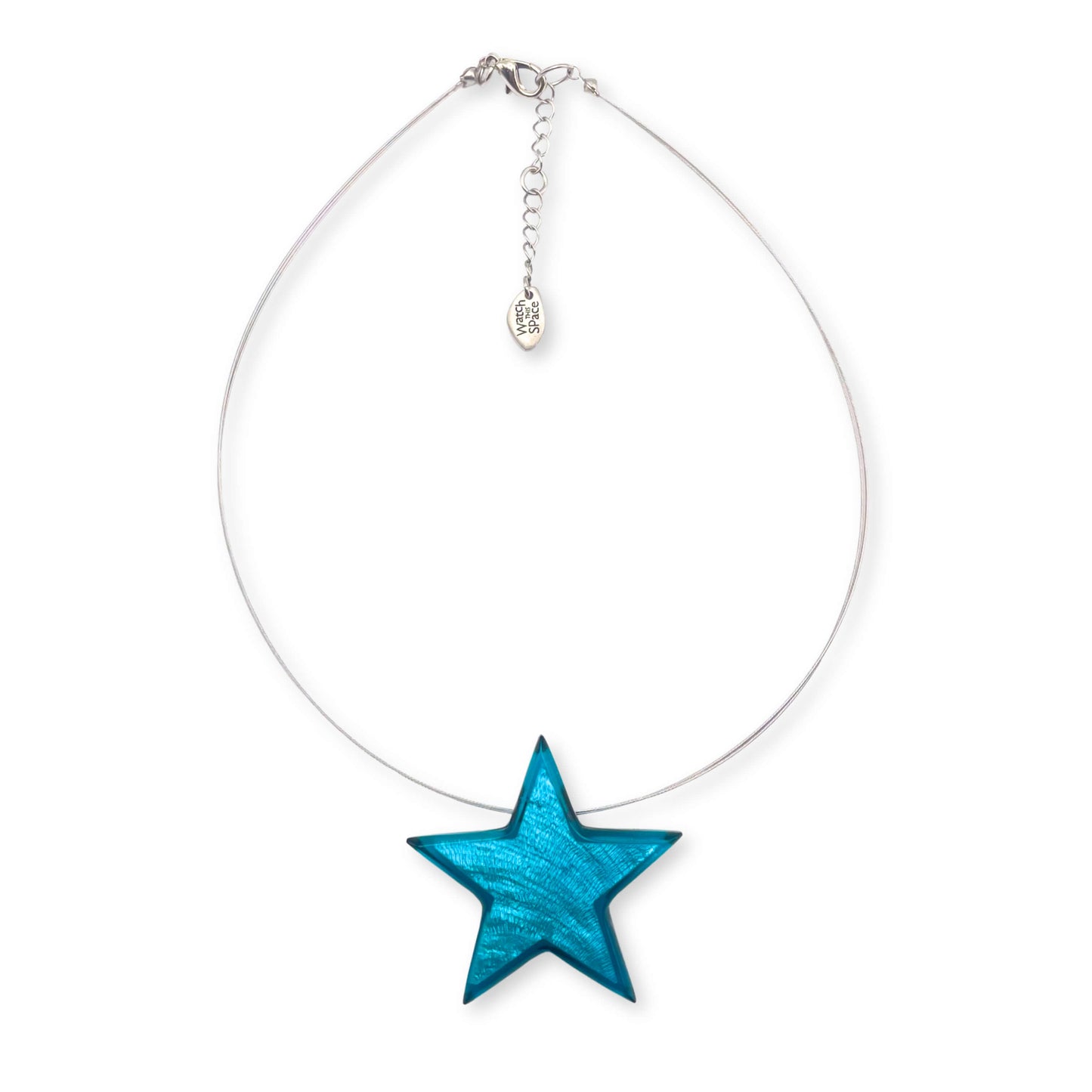 Teal Shell In Resin Star Pendant On Wire