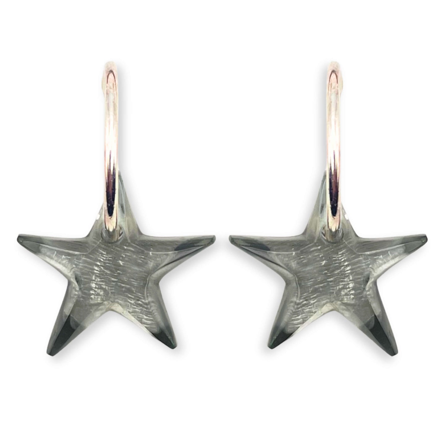Charcoal Shell In Resin Star Creole Earrings