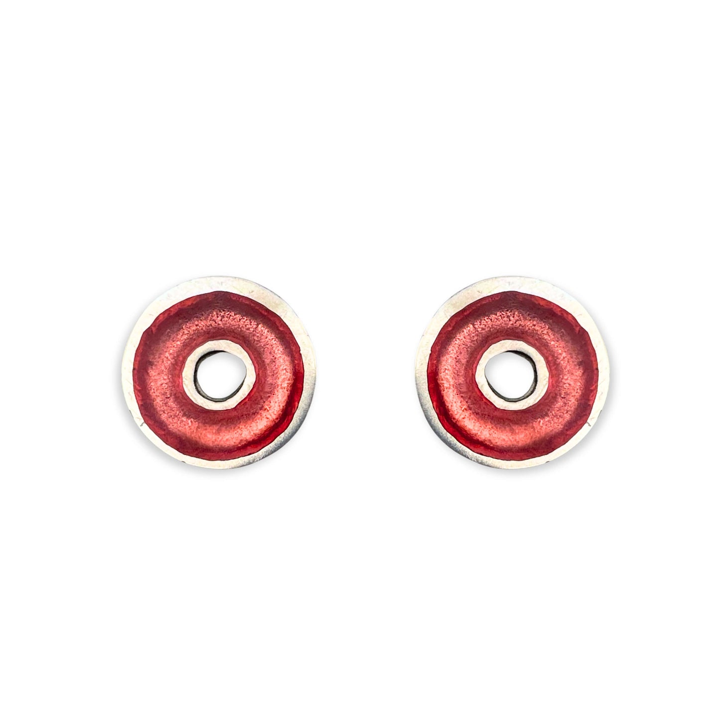 Coral Pewter Doughnut Stud Earrings