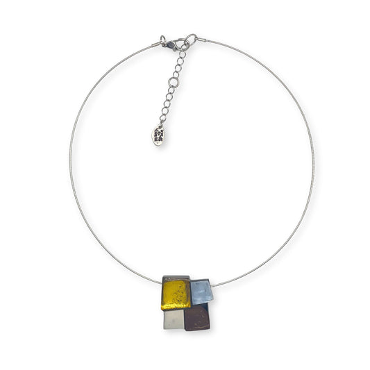 Yellow Mosaic Square Pendant