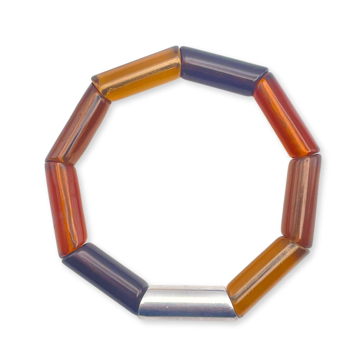 Caramel Resin and Pewter Tubes Bracelet