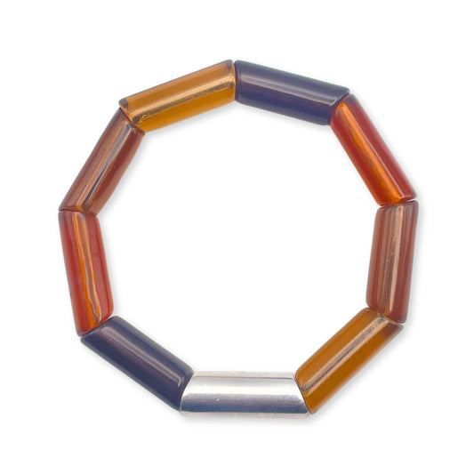 Caramel Resin and Pewter Tubes Bracelet