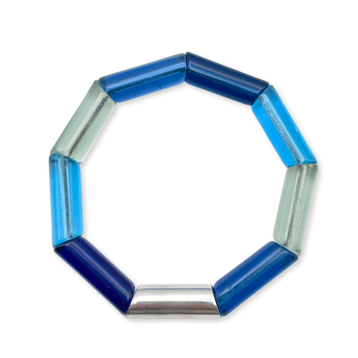 Denim Resin and Pewter Tubes Bracelet