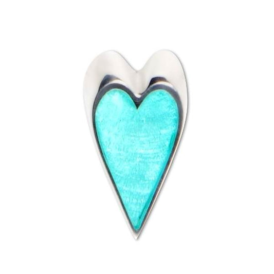 Aqua Sliced Heart Brooch