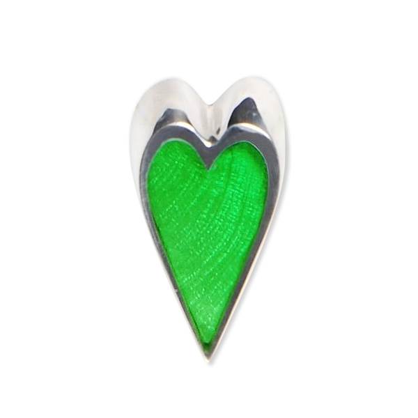 Green Sliced Heart Brooch