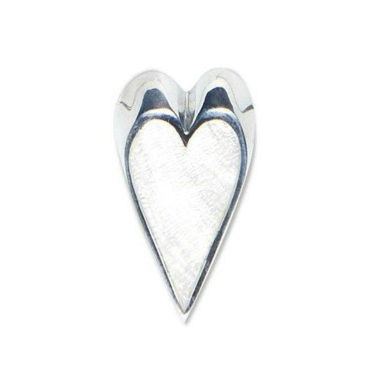 White Sliced Heart Brooch