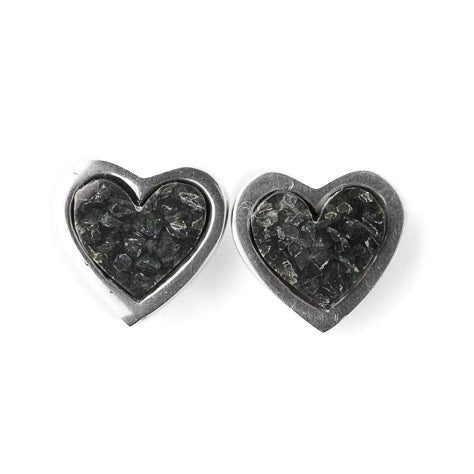 Black Stone Heart Stud Earrings | The Jewellery Stop