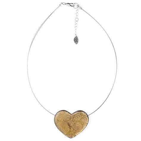 Gold Peacock Heart Pendant on Wire | The Jewellery Stop