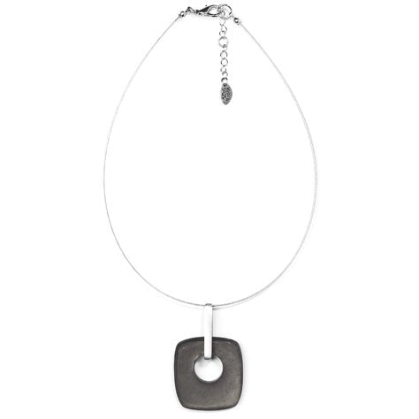 Black Square Lollipop Matte Pendant | The Jewellery Stop