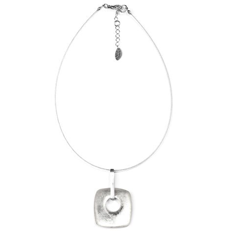 Silver Square Lollipop Matte Pendant | The Jewellery Stop