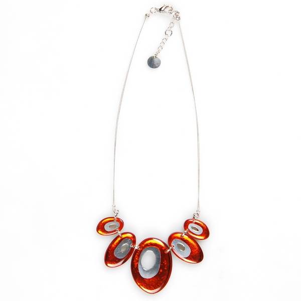 Orange Oval Pewter Necklace | The Jewellery Stop
