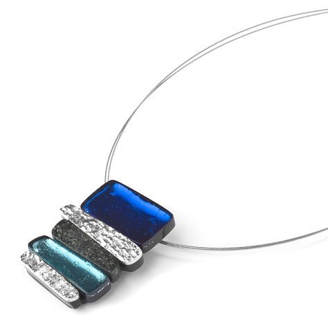 Blue Textured Stack Classic Pendant | The Jewellery Stop