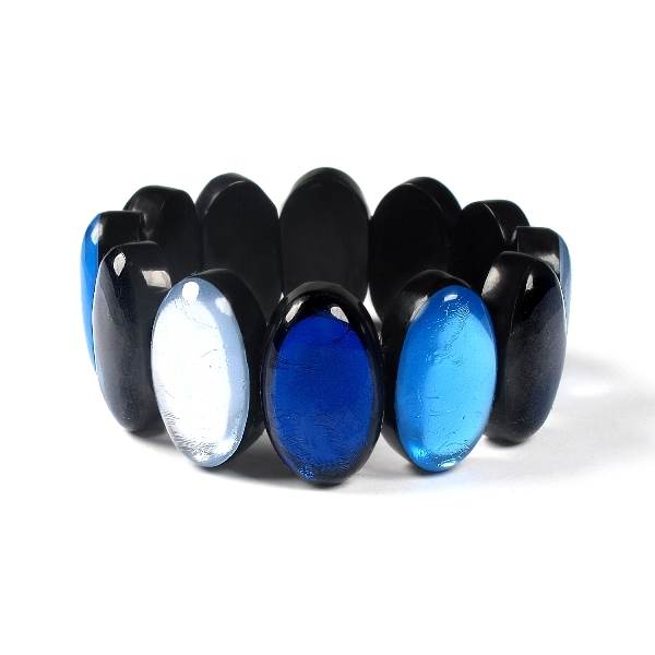 Navy Classic Ovals Rounded Bangle | The Jewellery Stop
