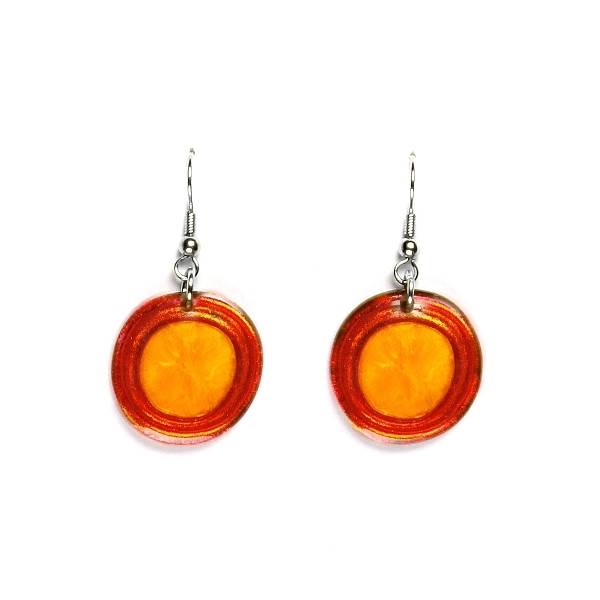 Tangerine Resin Pebble Fish Hook Earrings | The Jewellery Stop