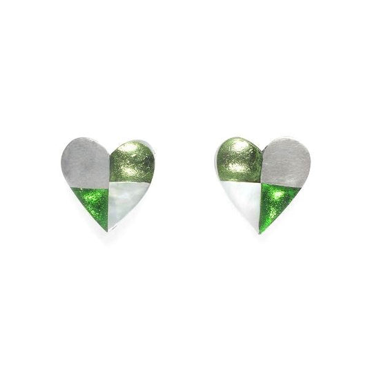 Pineapple Mosaic Heart Stud Earrings