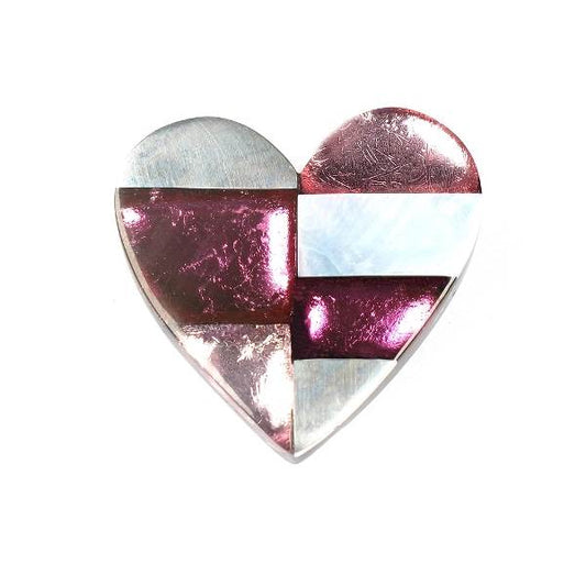 Pink Mosaic Heart Brooch