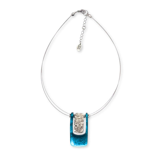 Teal Textured Rectangle pendant