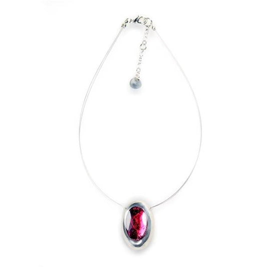 Pink Pewter Ovals Pendant