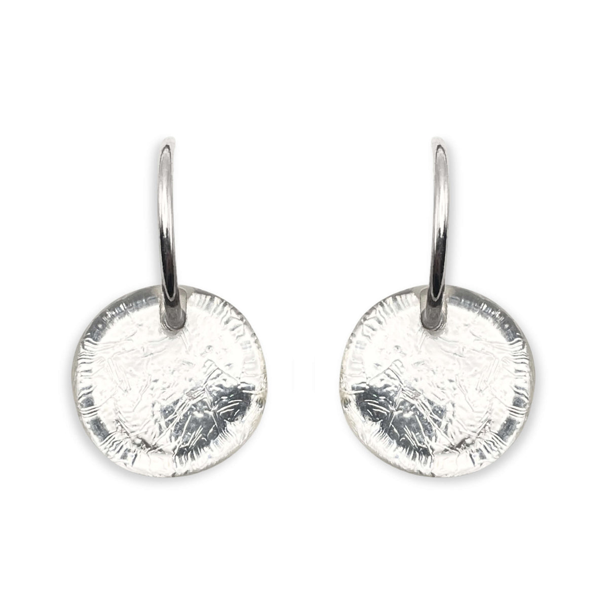 Silver Buttons Creole Earrings