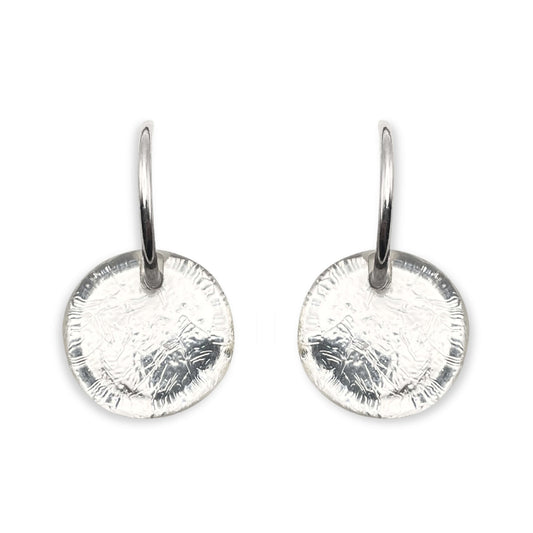 Silver Buttons Creole Earrings
