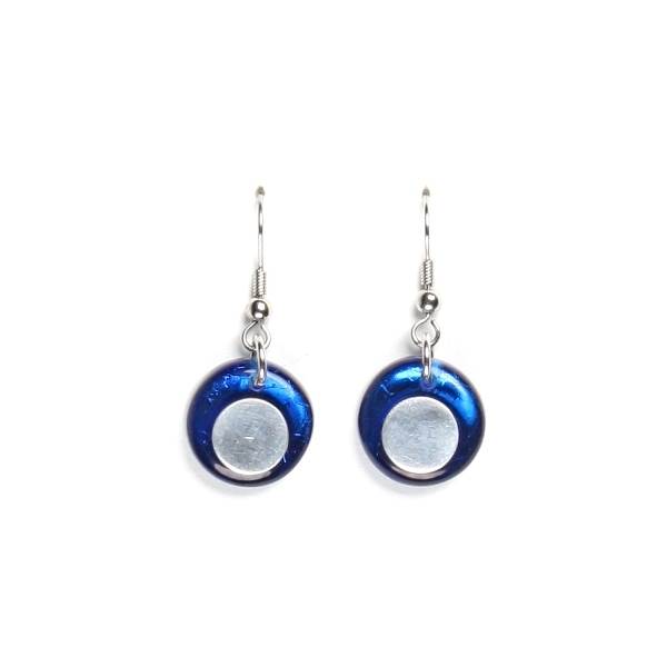 Navy Stacked Circle Fish Hook Earrings | The Jewellery Stop