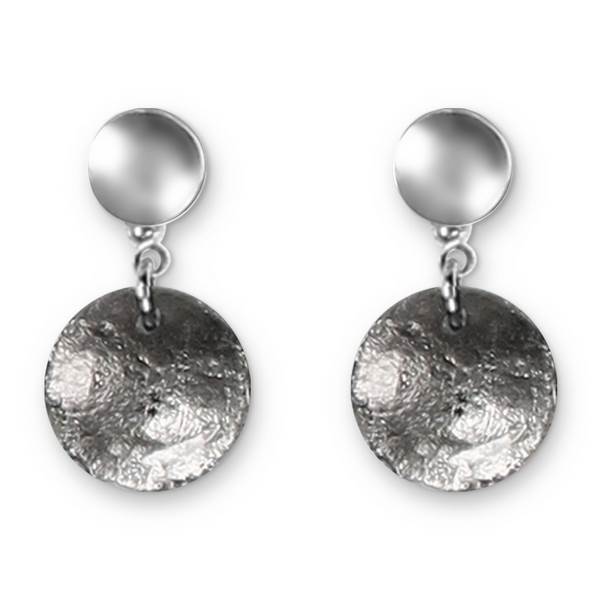 Grey Antique Circles Double Drop Stud Earrings | The Jewellery Stop