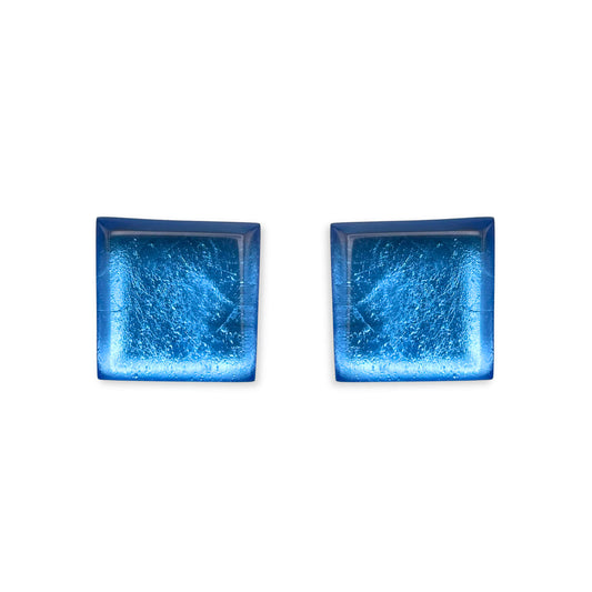 Mediterranean Square Buttons Clip Earrings