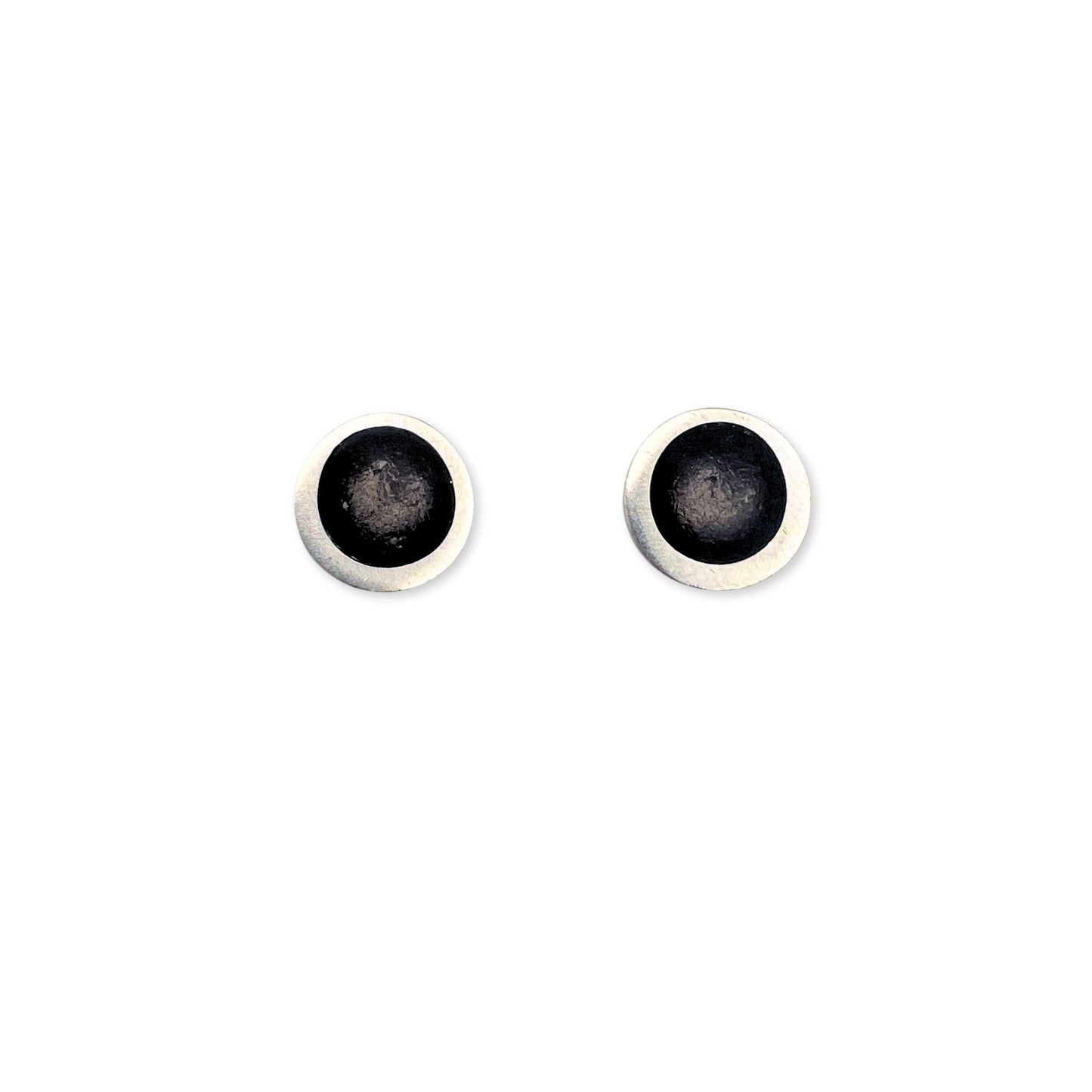 Black Organic Circle Small Stud Earrings