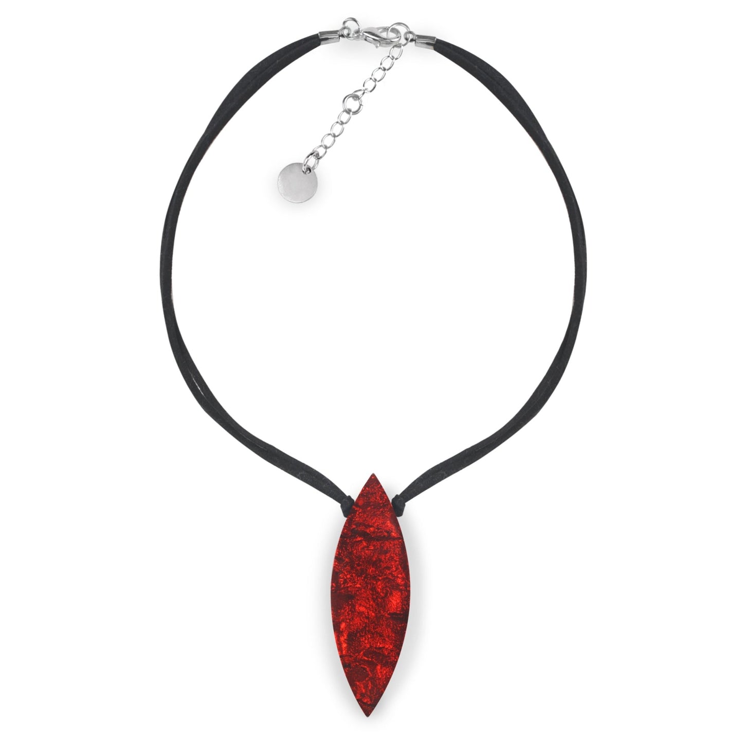 Red Tribal Leaf Pendant on Cord | The Jewellery Stop