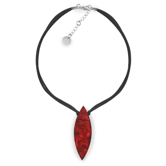 Red Tribal Leaf Pendant on Cord | The Jewellery Stop