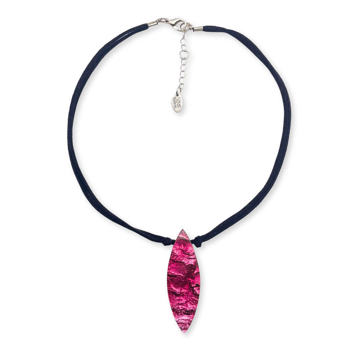 Pink Tribal Leaf Pendant on Cord