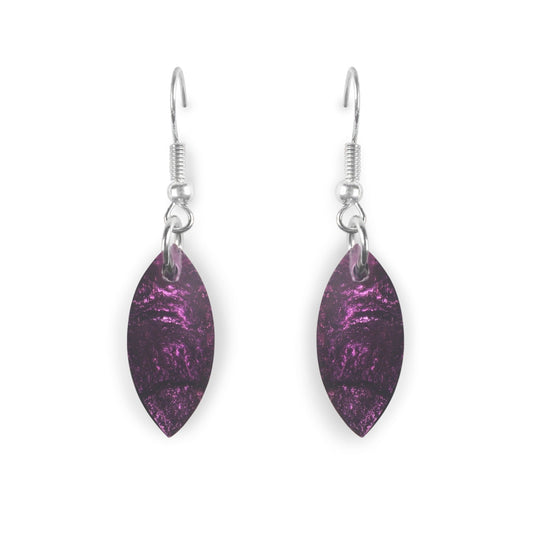 Purple Tribal Leaf Fish Hook Earrings | The Jewellery Stop