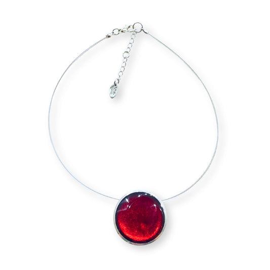 Red Aluminium Pebble Single Pendant