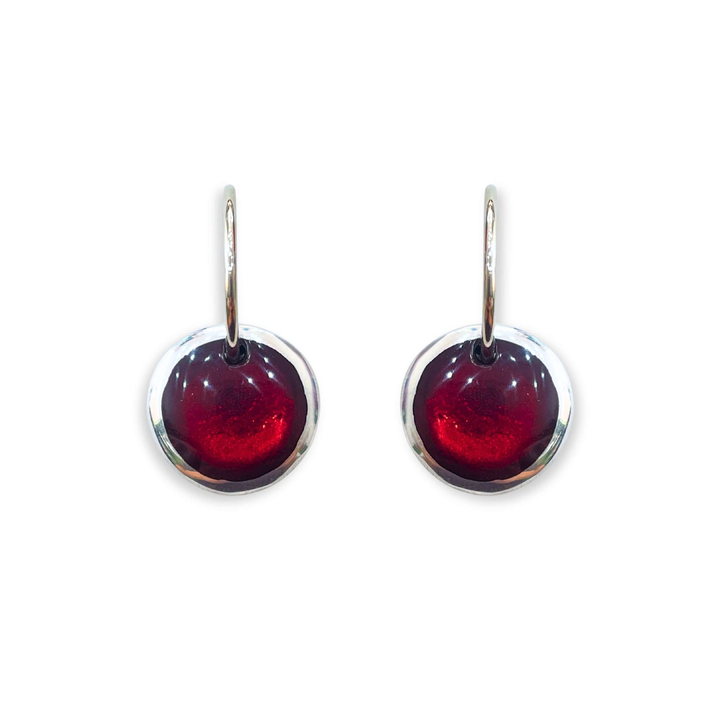 Red Aluminium Pebble Creole Earrings