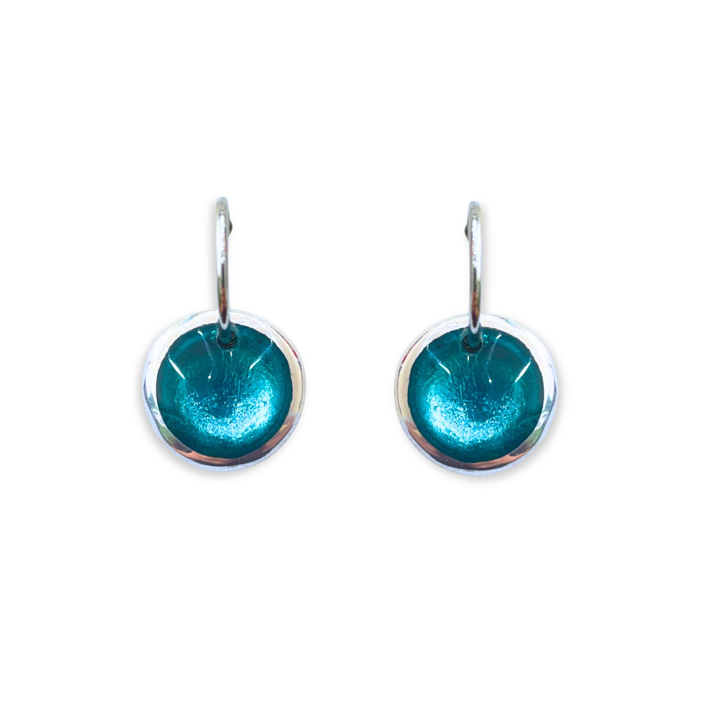 Teal Aluminium Pebble Creole Earrings
