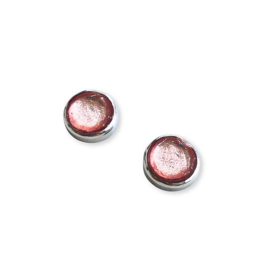 Old Rose Aluminium Pebble Stud Earrings