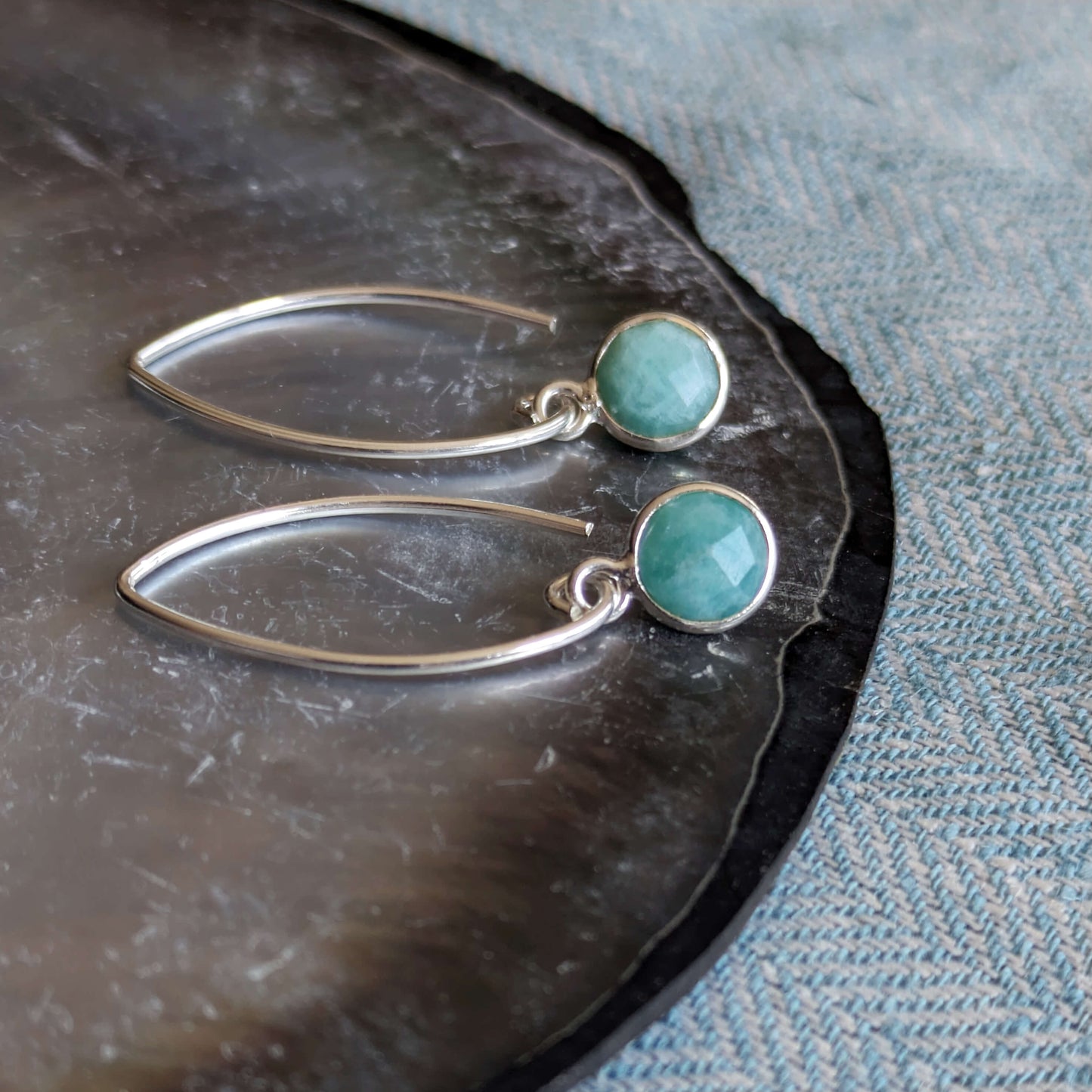 Amazonite Sterling Silver Drop Hook Earrings