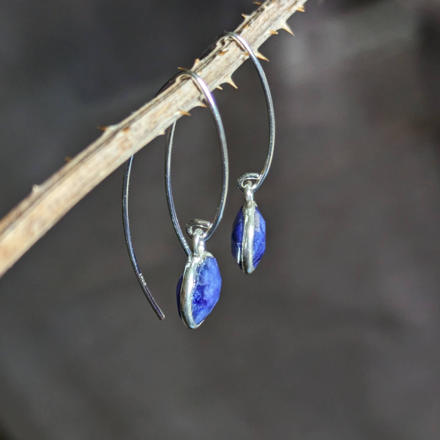 Sapphire Sterling Silver Drop Hook Earrings | The Jewellery Stop