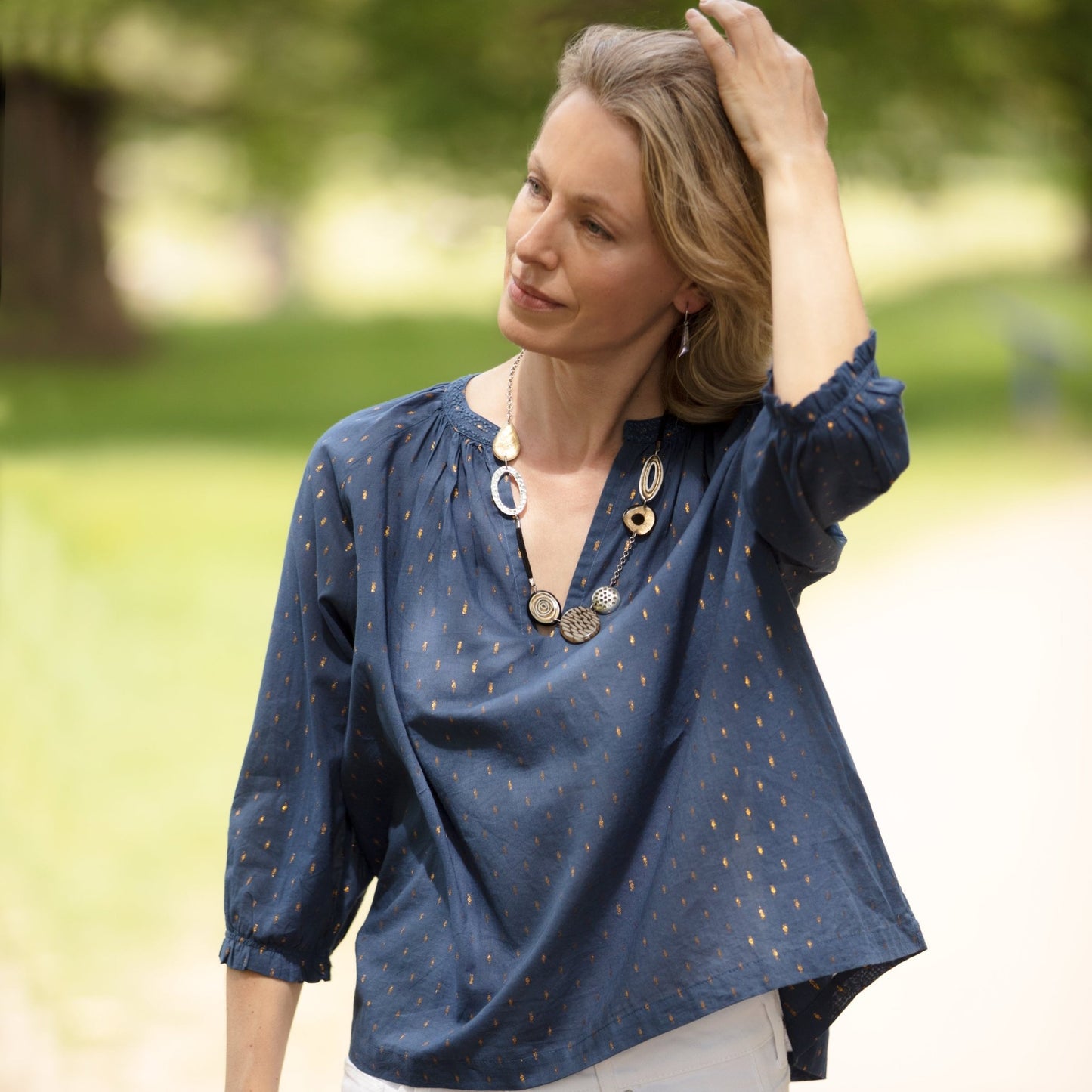 Gold Natural Eclectic Shiny Long Necklace | The Jewellery Stop